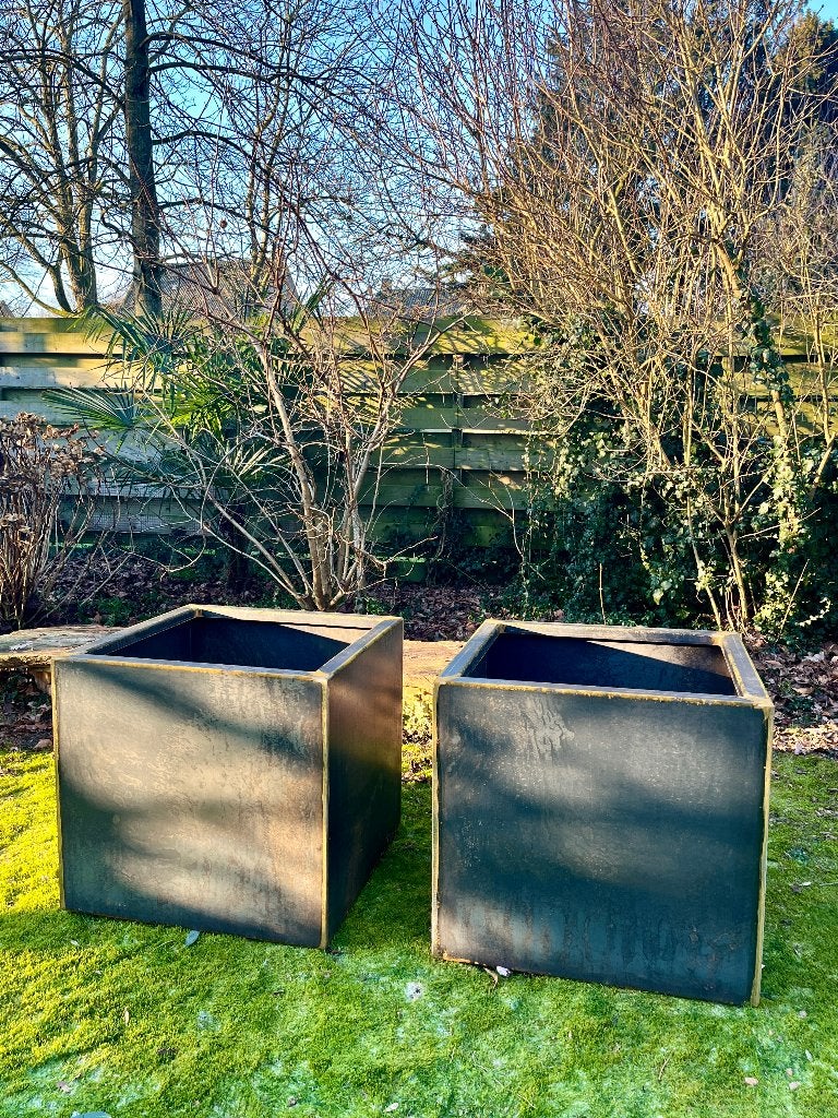 Cortenstaal plantenbak met bodem, 70x70x67 cm, Ophalen, Vierkant, Nieuw, Balkon