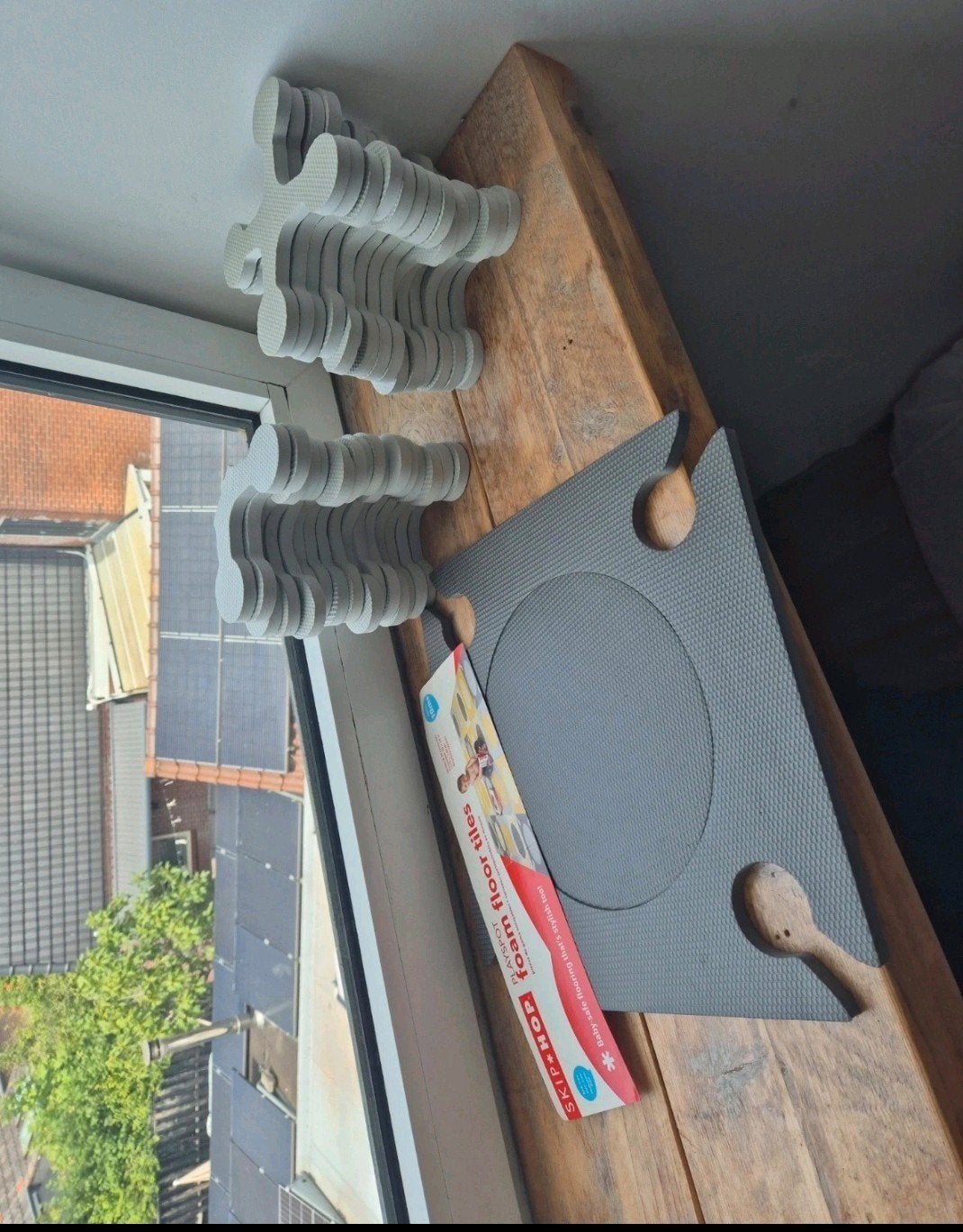 Skip Hop Playspot Foam Vloertegels - Grijs/Wit/Geel, Kinderen en Baby's, Ophalen of Verzenden, Gebruikt, Speelkleed