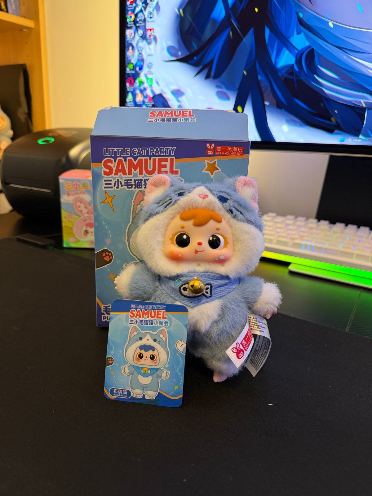 Samuel Blindbox Verassing Knuffel - Little Cat Party, Met doos, Overige merken, Overige karakters, Blauw