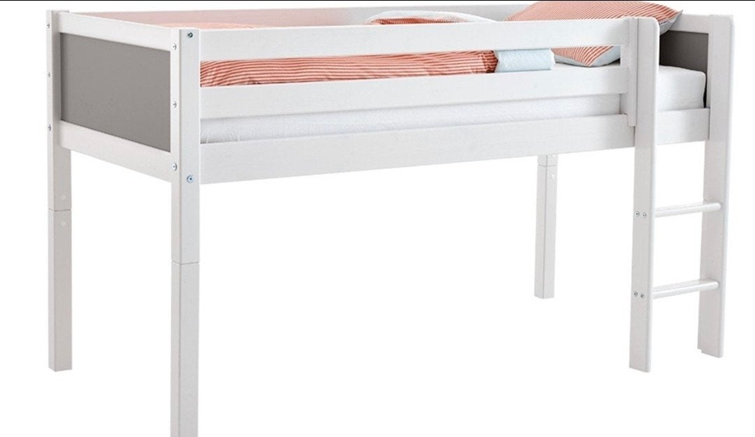 Jip (BeterBed) halfhoogslaper kinderbed met matras, Ophalen, 90 cm, Eenpersoons, Wit
