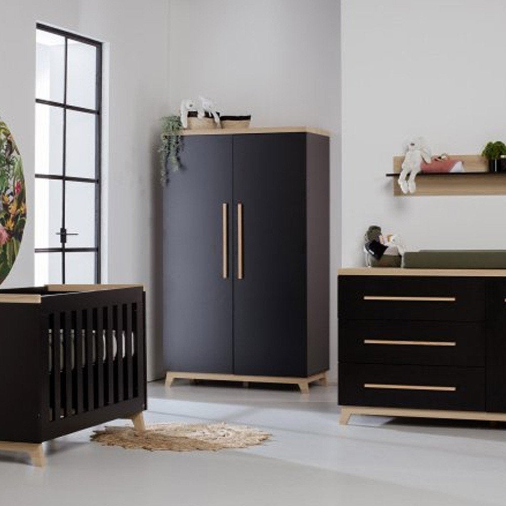 Complete Kinderkamer TWF Bradford  Zwart + Houtaccenten ZGAN, Ophalen, Zo goed als nieuw, Jongetje of Meisje