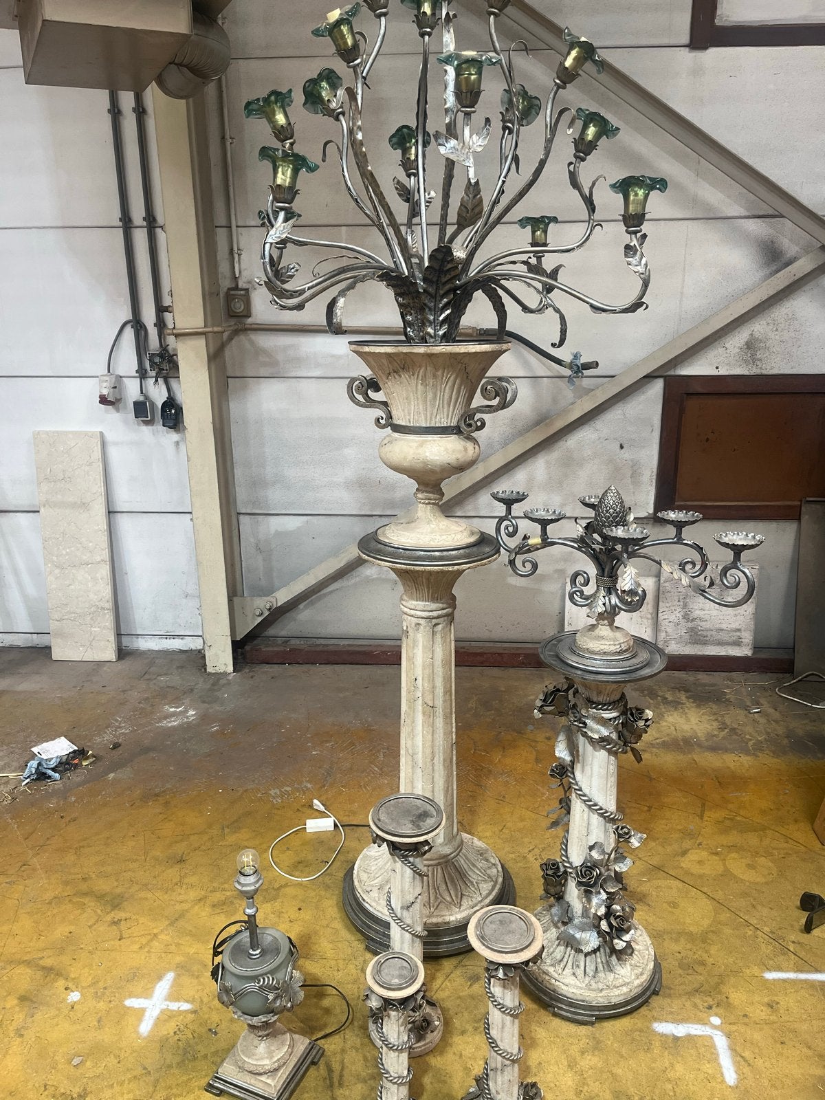 Decoratieve pilaren en lampen set steen, Ophalen, Overige materialen, 200 cm of meer