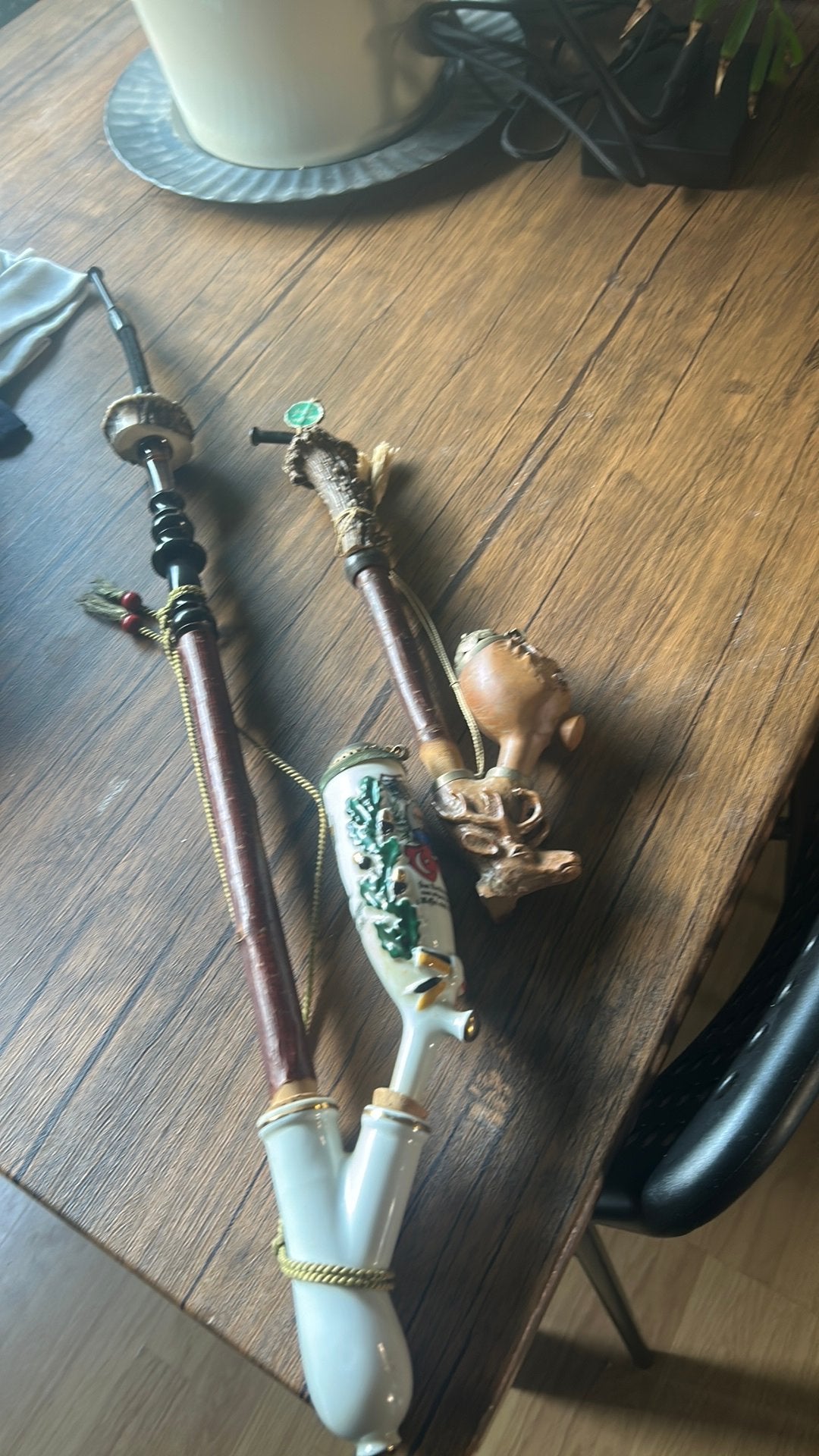2 ( sier) tabakspijpen, Ophalen, Gebruikt, Wandhanger