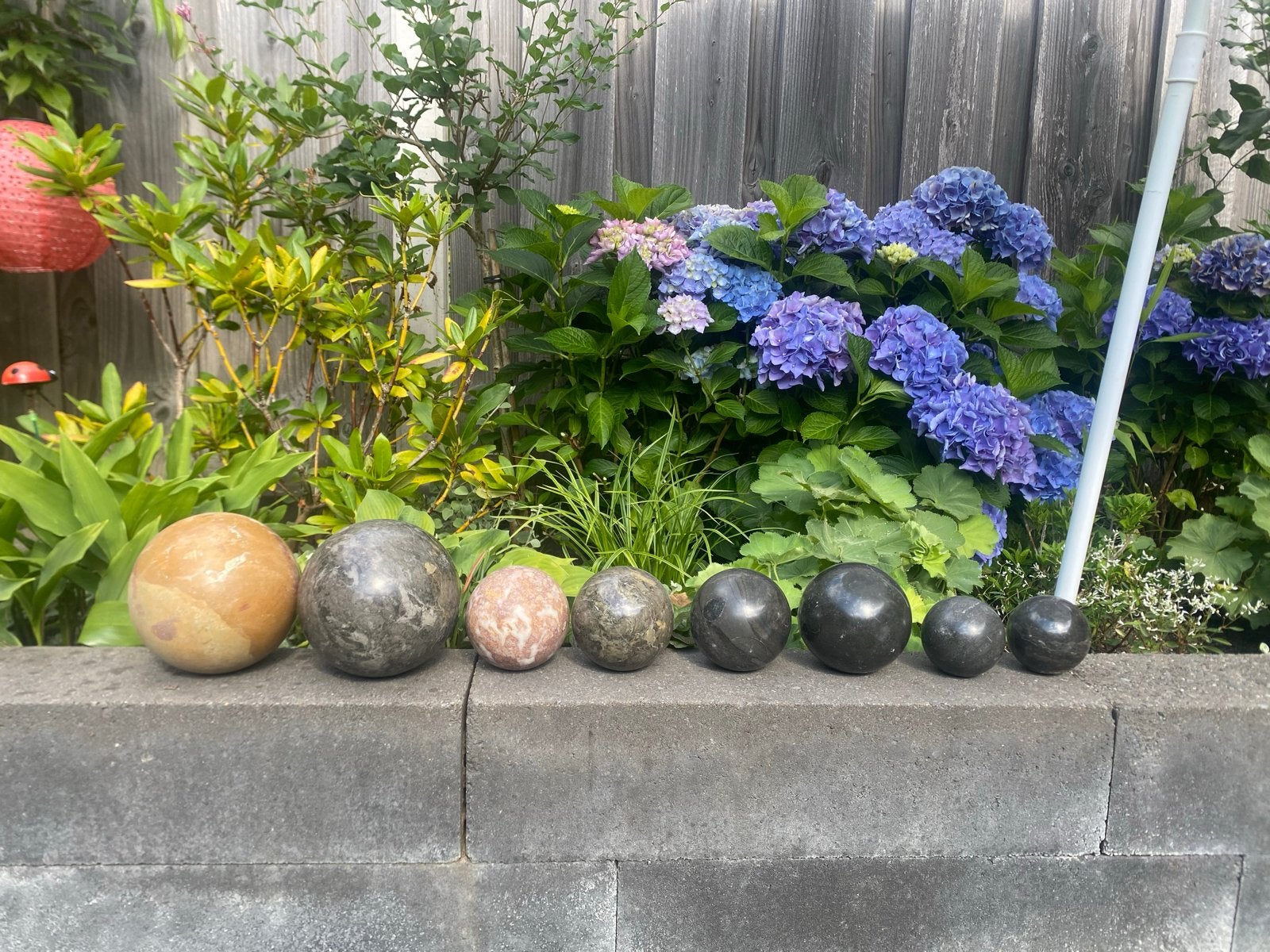Set marmeren ballen (18, 12, 9 cm) voor tuin/vijver, Tuin en Terras, Tuinwanddecoratie, Gebruikt, Ophalen