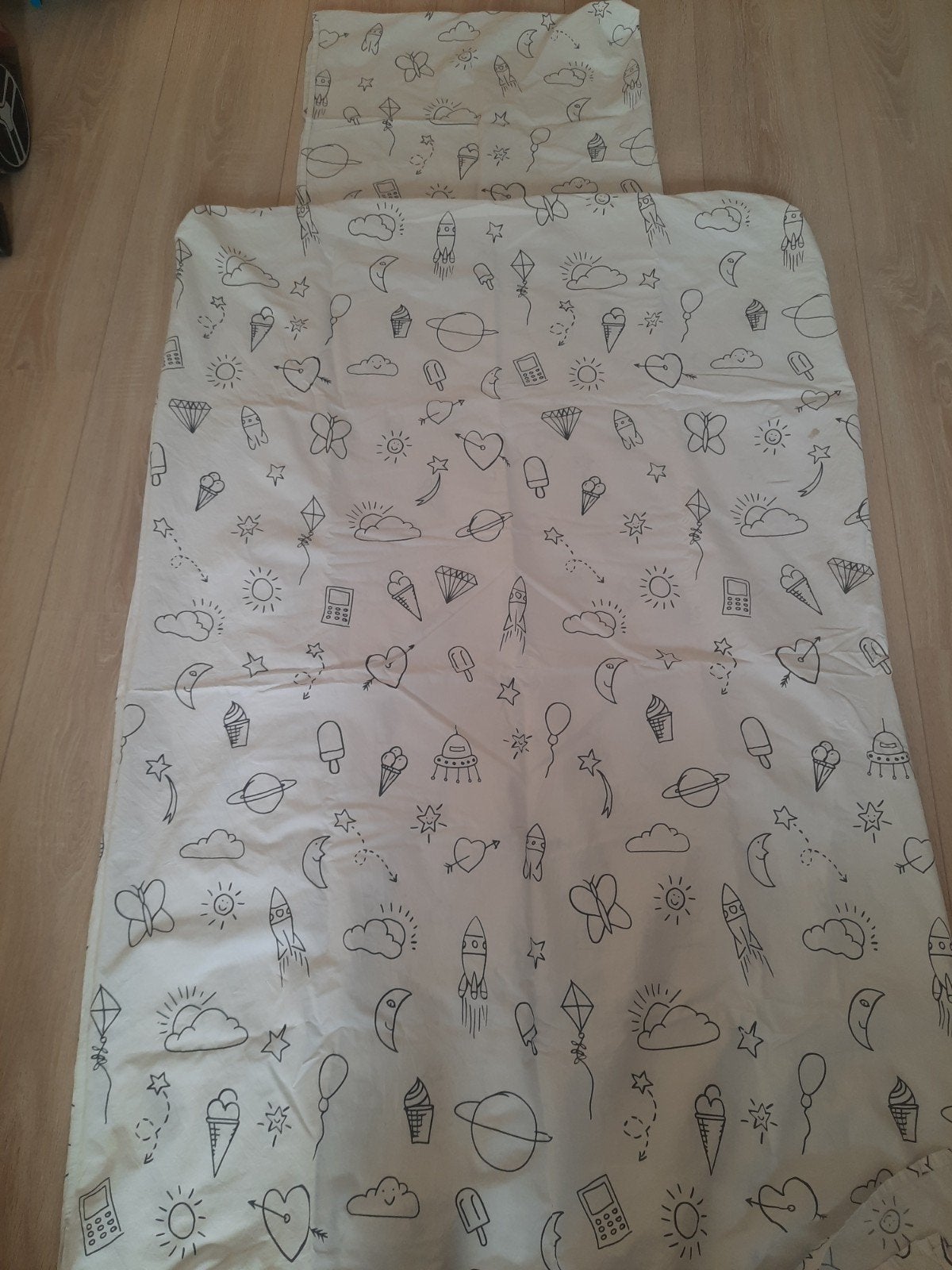Dekbedovertrek met leuke kleurplaat print 150x120, Ophalen, Gebruikt, Dekbedovertrek, Kinderbed