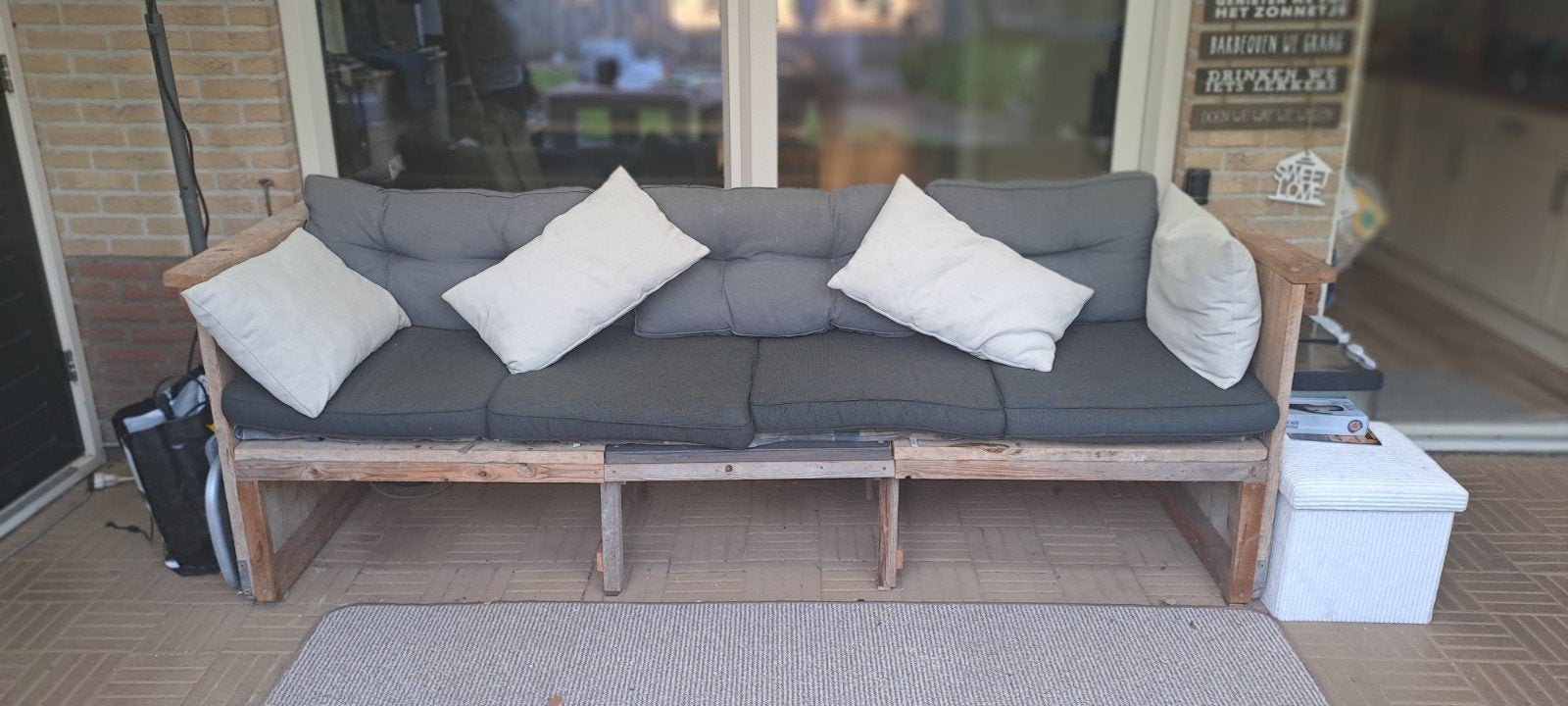 Lounge bank steigerhout incl. kussens, Ophalen of Verzenden, Gebruikt, Steigerhout, Bank