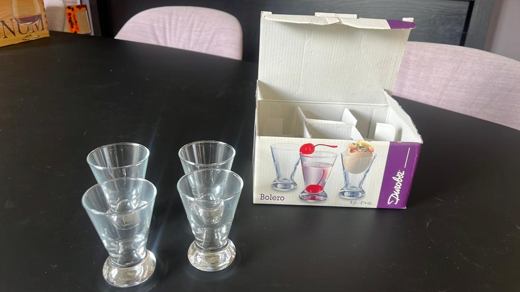 Set van 4 Duralex Bolero borrelglaasjes - 6 cl, Ophalen, Zo goed als nieuw, Overige merken, Glas