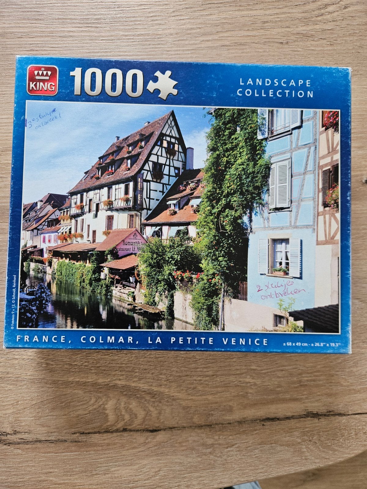 King Legpuzzel 1000 stukjes - Colmar, La Petite Venise, Ophalen, 500 t/m 1500 stukjes, Gebruikt, Legpuzzel