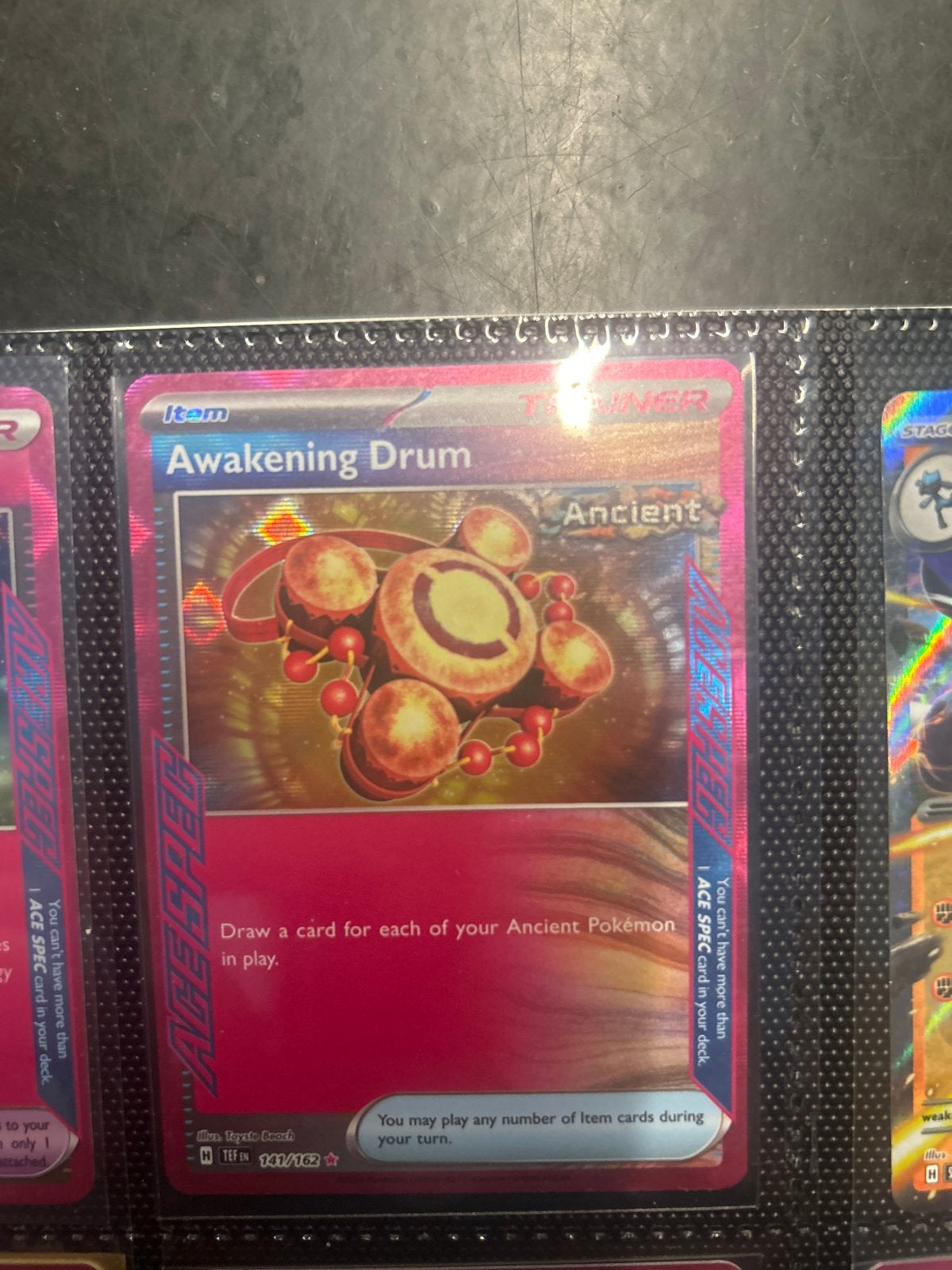 Pokémon TCG: Awakening Drum (Ancient) 141/162 ACE SPEC, Ophalen of Verzenden, Zo goed als nieuw, Losse kaart