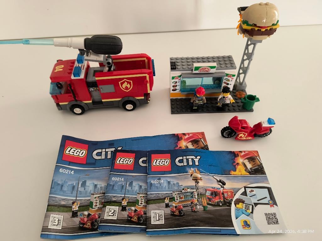 LEGO CITY 60214 City Burger Bar Fire Rescue met booekjes, Ophalen of Verzenden, Zo goed als nieuw, Complete set, Lego