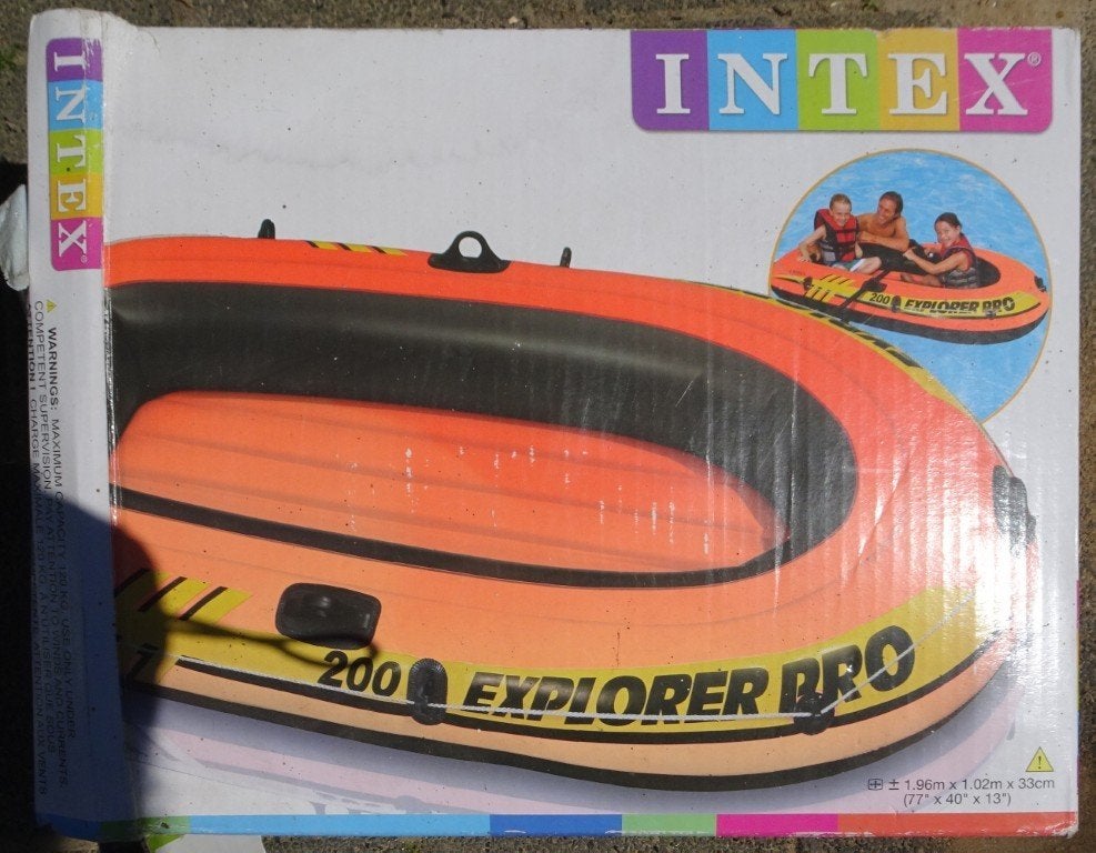 Intex Explorer Pro 200 opblaasboot + peddels, Ophalen, Gebruikt