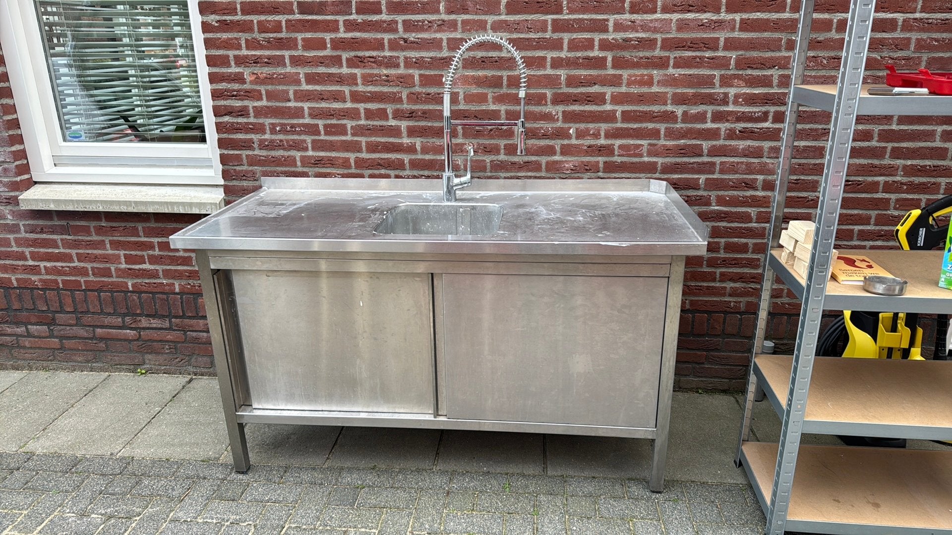 RVS buitenkeuken met spoelbak en kraan – ideaal voor buiten, Ophalen, Gebruikt