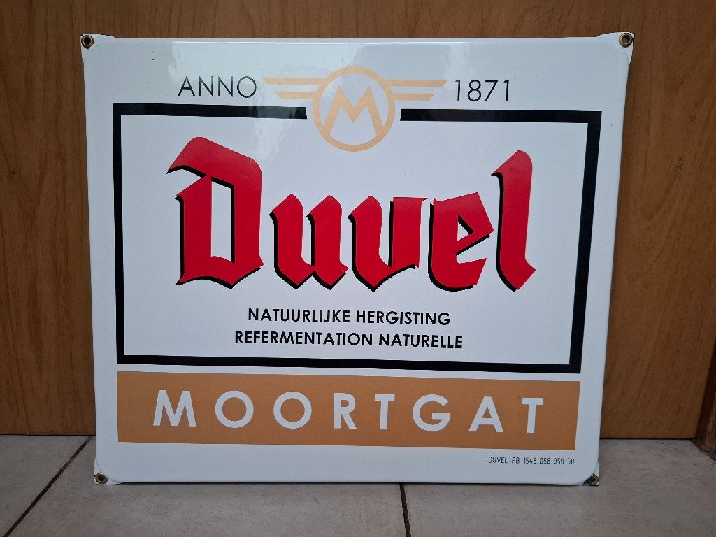 Origineel emaillebord Duvel bier, Verzamelen, Ophalen of Verzenden, Nieuw, Reclamebord, Plaat of Schild, Duvel