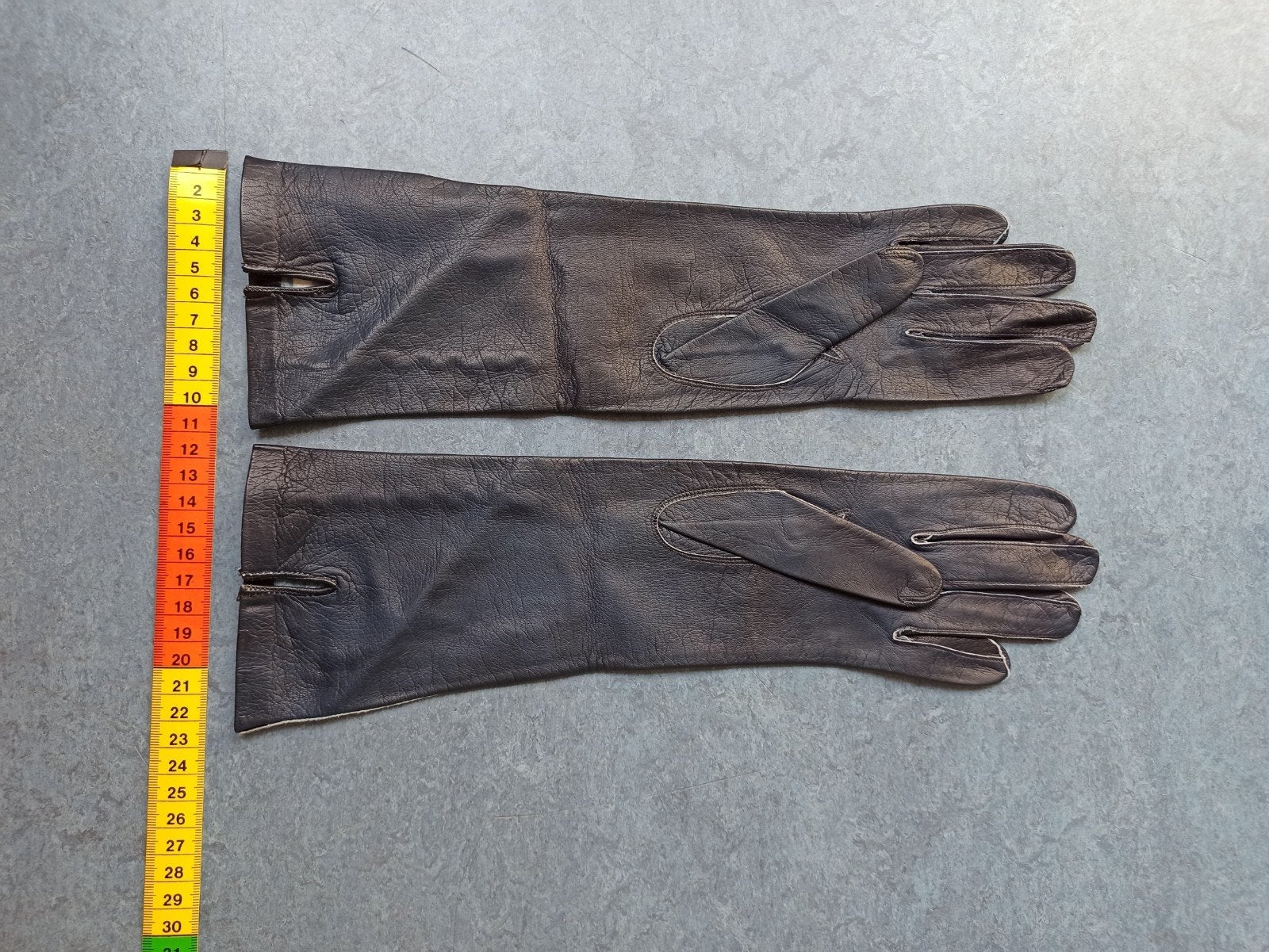 Lange leren handschoenen, soepel leer, Ophalen of Verzenden, Gedragen, Maat 36 (S), Handschoenen
