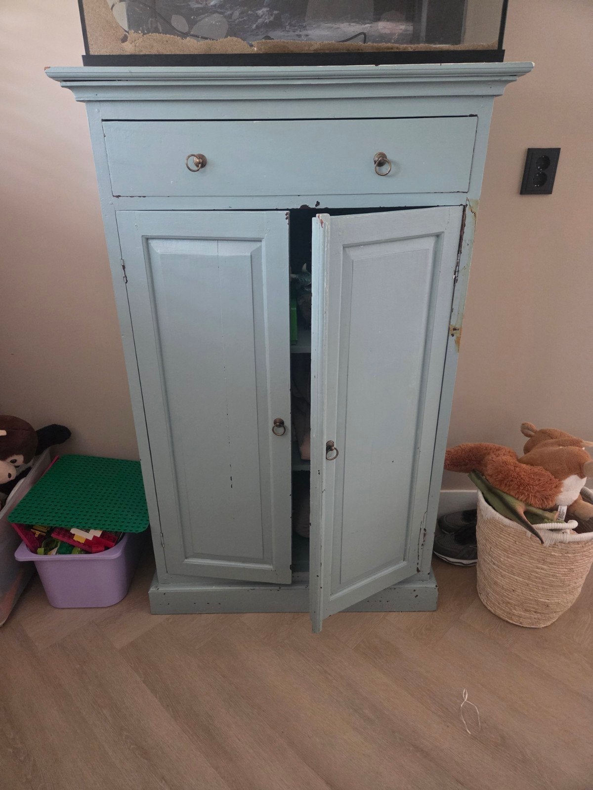 Vintage kast met lade en planken, Ophalen, Gebruikt, 25 tot 50 cm, 50 tot 100 cm