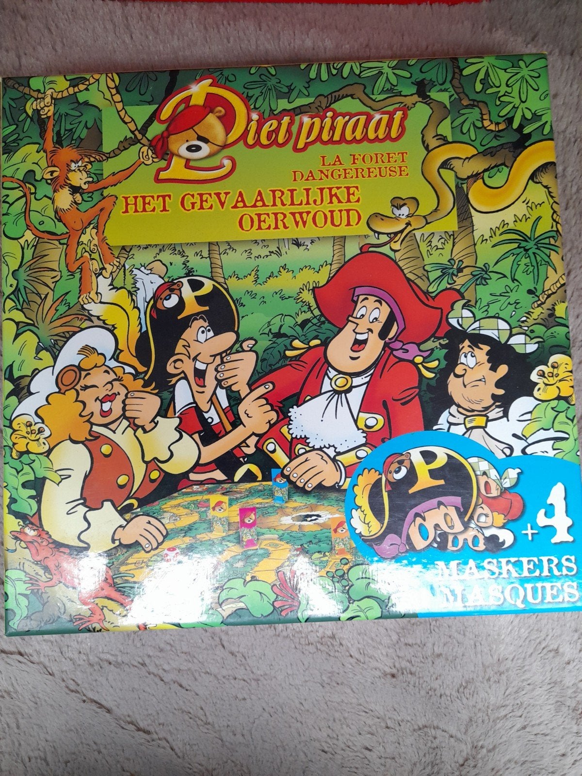 Piet Piraat: Het Gevaarlijke Oerwoud Bordspel sinterklaas, Hobby en Vrije tijd, Drie of vier spelers, Ophalen of Verzenden, Gebruikt