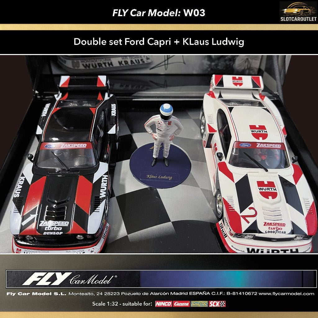 Fly W03 Double set Ford Capri Campeon Klaus Ludwig+Statue‼️, Ophalen of Verzenden, Nieuw, Elektrisch, Overige merken
