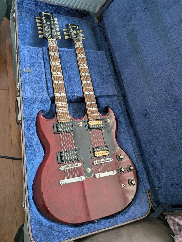 Ibanez 2402 Double Neck 1975 J752006- Vintage en Zeldzaam, Muziek en Instrumenten, Snaarinstrumenten | Gitaren | Elektrisch, Gebruikt