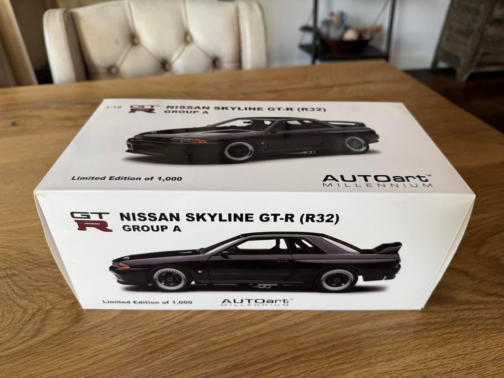 1:18 Nissan Skyline GT-R R32 Group A zwart Autoart 89082, Hobby en Vrije tijd, Modelauto's | 1:18, Auto, Autoart, Ophalen of Verzenden