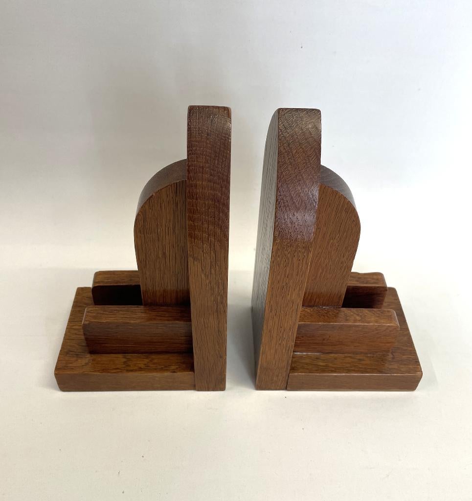 Art Deco houten boekensteunen vintage jaren ’30, Ophalen of Verzenden, Gebruikt