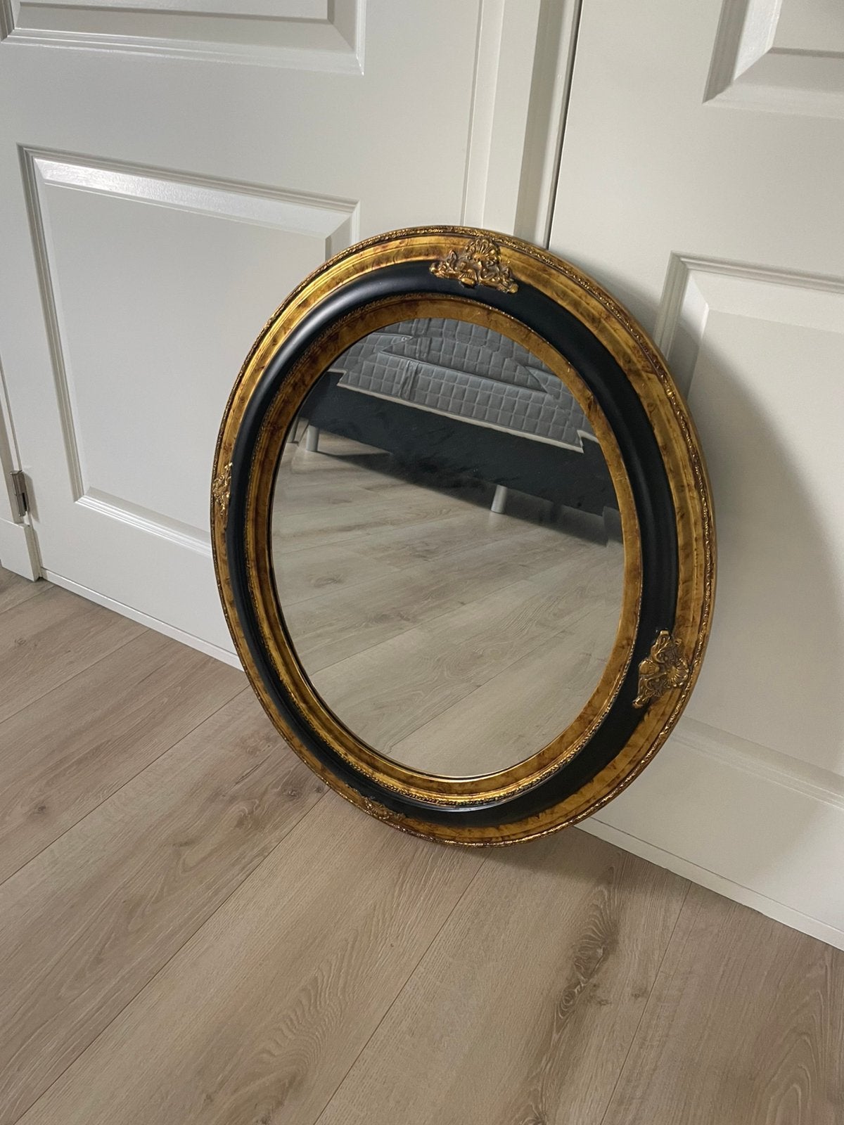 Ovale brocante franse spiegel, Ophalen, Ovaal, 50 tot 100 cm, Minder dan 100 cm