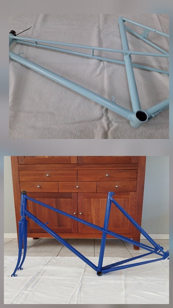 2x vintage stalen Mixte frame / frameset - NIEUW gecoat !, Fietsen en Brommers, Ophalen, Frame, Staal, Zo goed als nieuw
