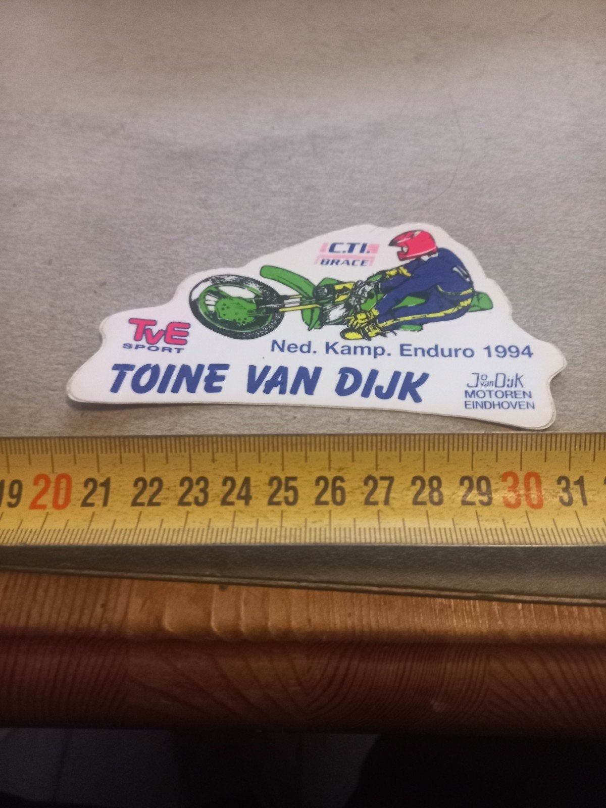 Sticker Toine van Dijk Ned. Kamp. Enduro 1994, Ophalen of Verzenden, Zo goed als nieuw, Sport