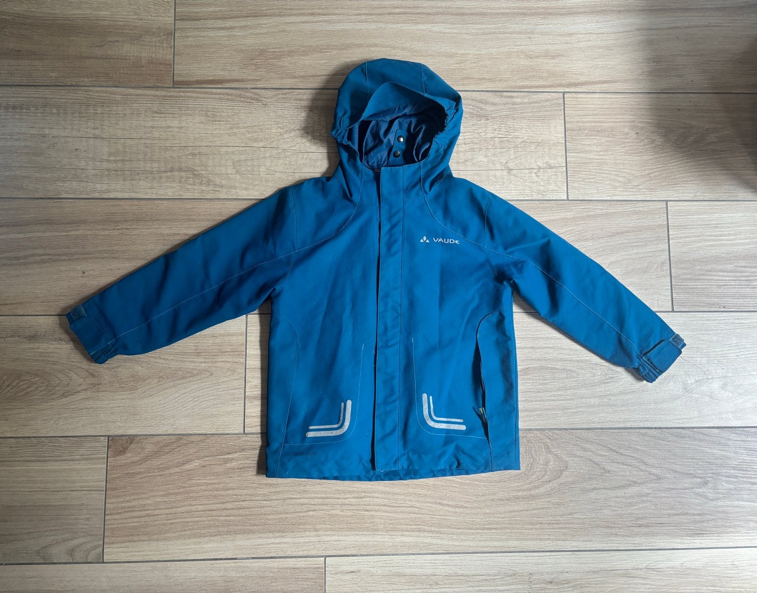 Vaude regenjas / kinderjas, blauw, maat 110/116, Ophalen of Verzenden, Gebruikt, Jongen of Meisje, Jas