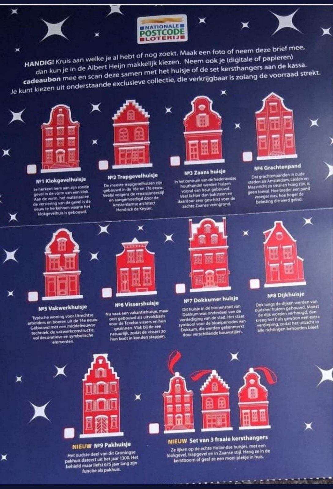 AH Postcode Loterij Kersthuisjes gezocht gratis, Ophalen of Verzenden