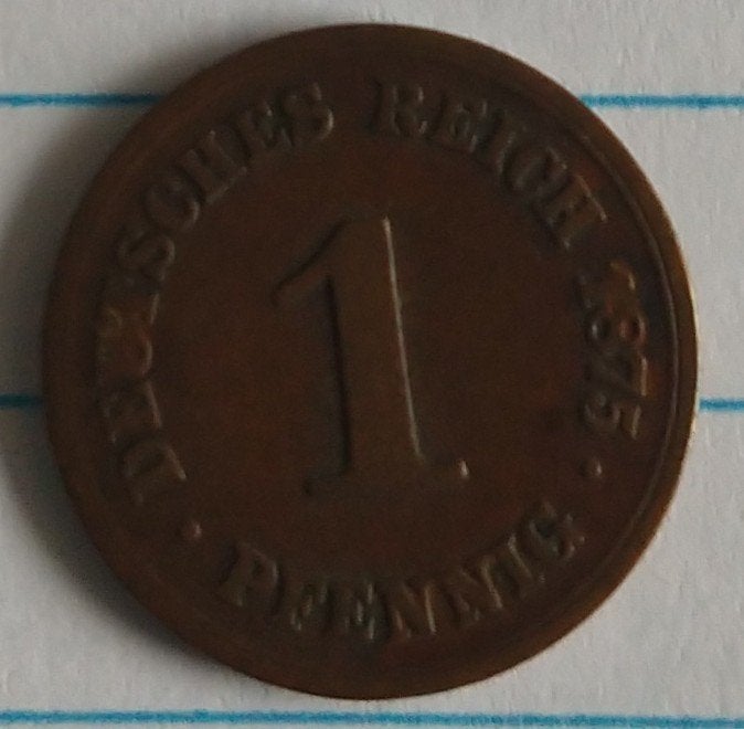 1 pfennig 1875 munt, volgnr 38, Ophalen of Verzenden, Duitsland, Losse munt