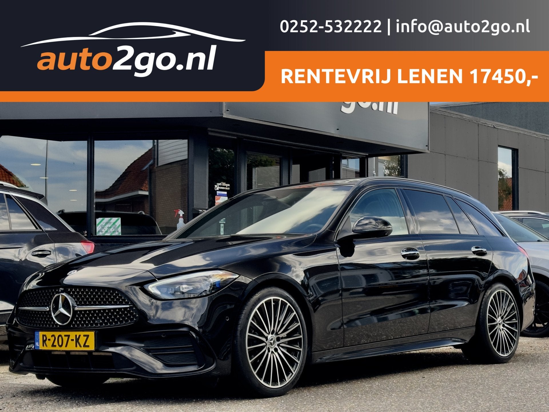Mercedes-Benz C-Klasse Estate 200 AUT9 AMG-LINE PANODAK LEDE, Auto's, Dealer onderhouden, 4 cilinders, Zwart, Stationwagon