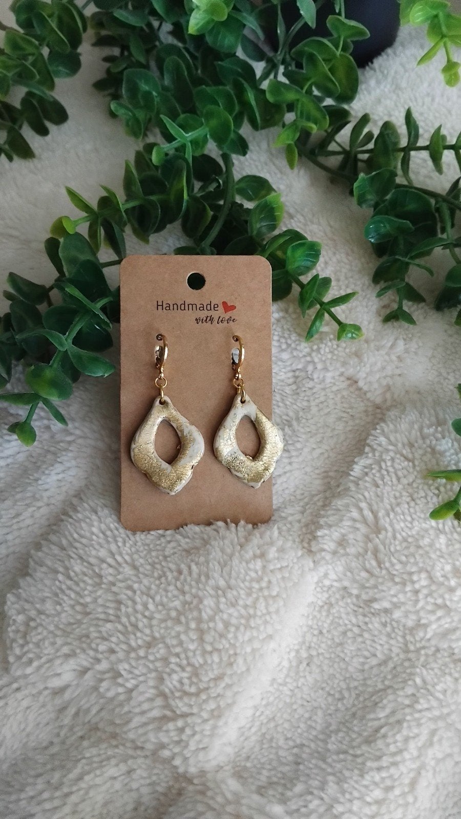 oorbellen, Overige materialen, Hangers, Beige, Nieuw