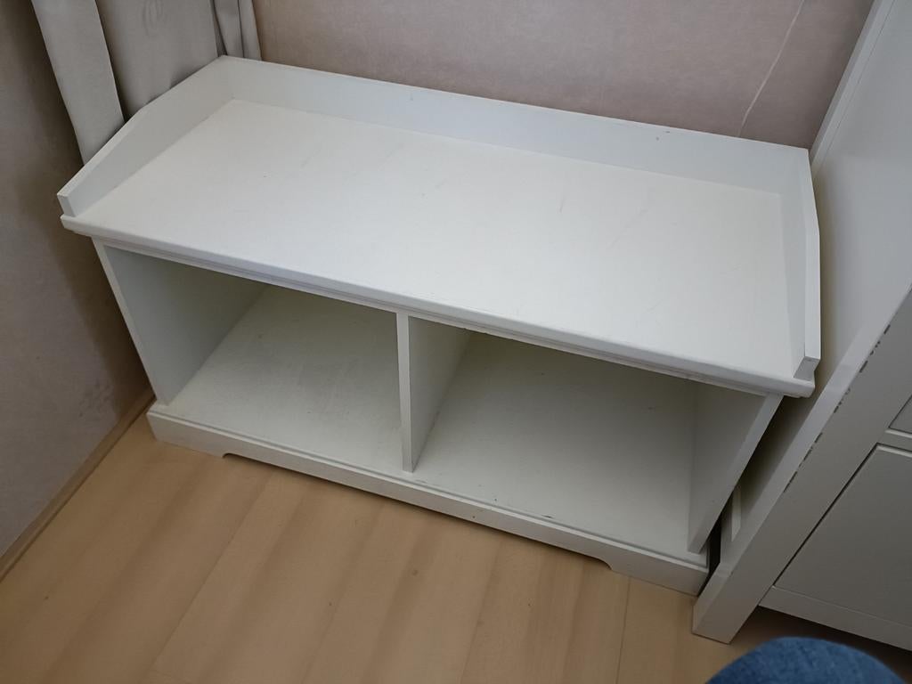 Witte opbergbank met twee vakken - 90 cm breed, Ophalen