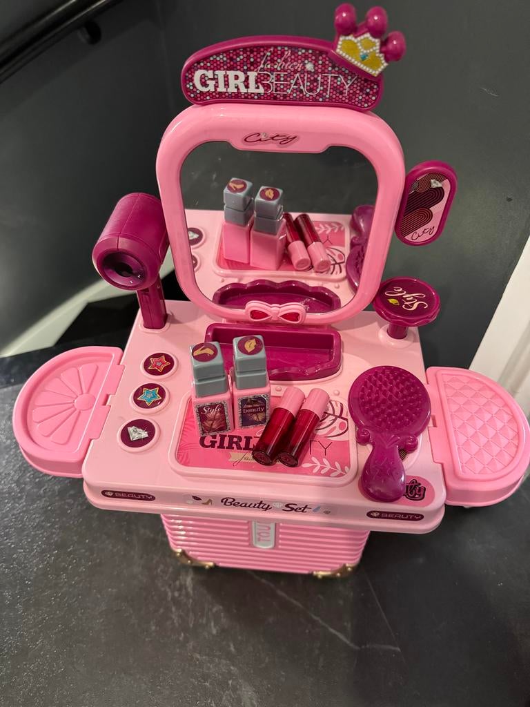 Roze Beauty Set Koffer voor Kinderen, Ophalen of Verzenden, Zo goed als nieuw