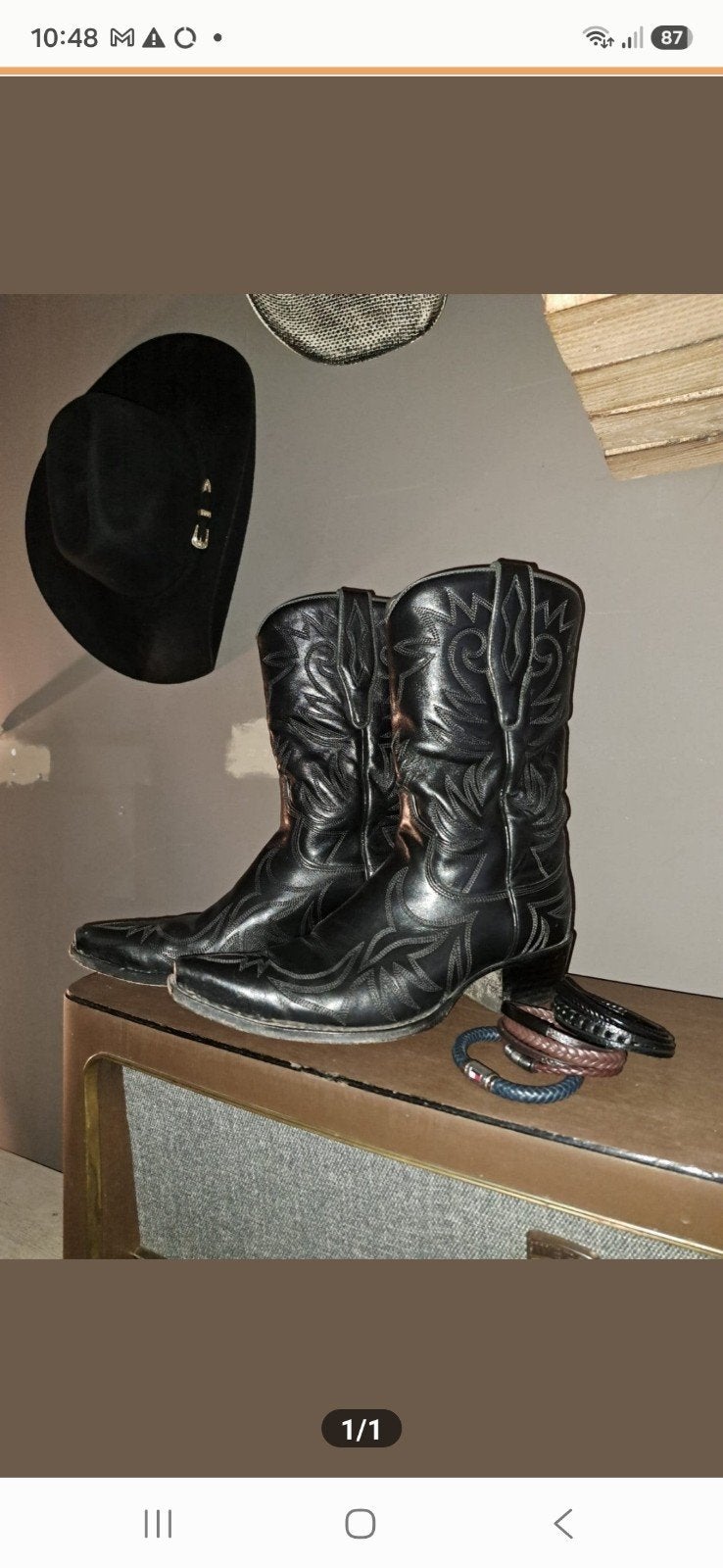 Sendra cowboylaarzen zwart leer maat 41 - Made in Spain, Zwart, Ophalen of Verzenden, Gedragen, Hoge laarzen