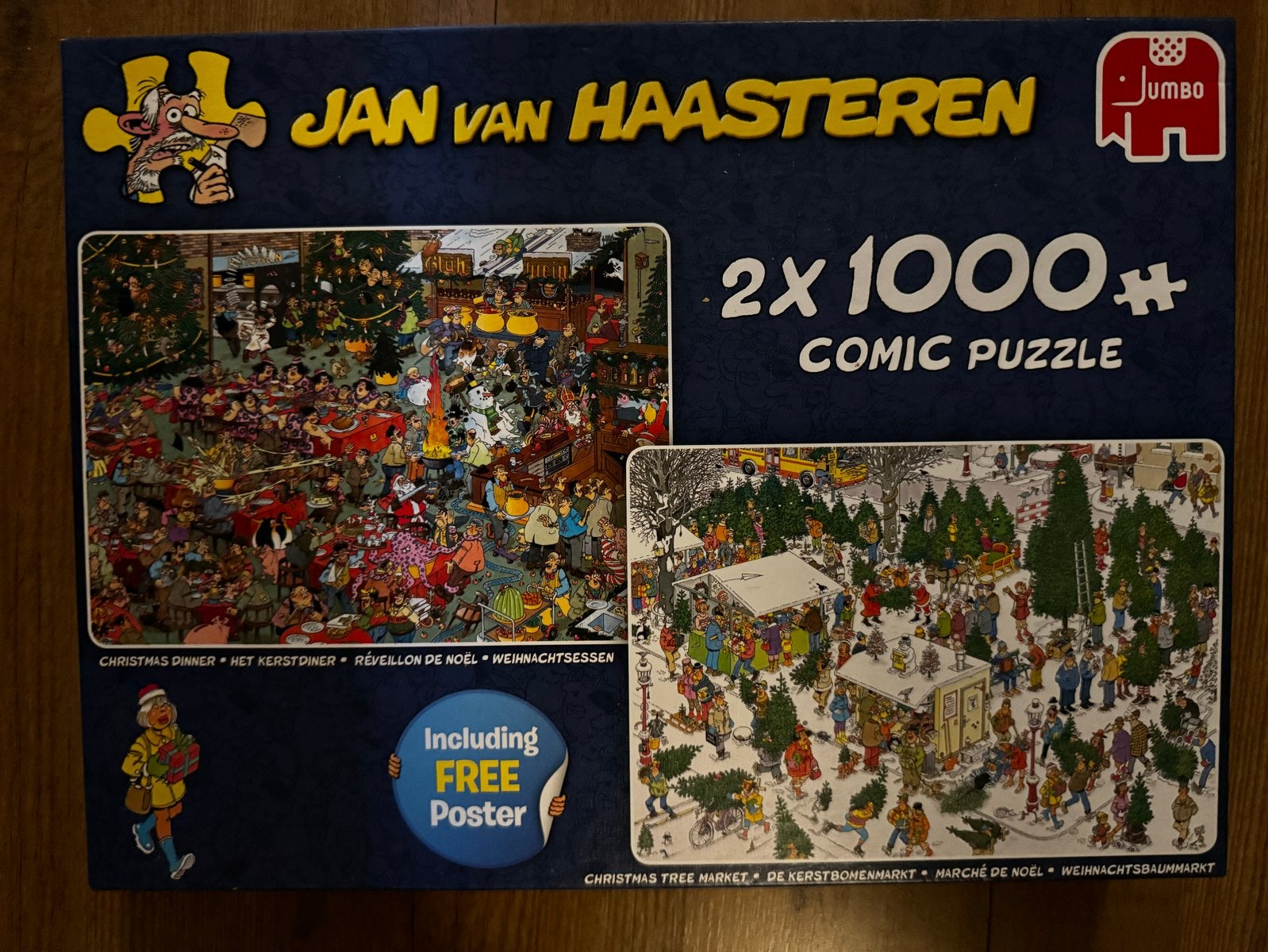 Jan van Haasteren Kerstpuzzels 2x1000 stukjes, Ophalen of Verzenden, 500 t/m 1500 stukjes, Gebruikt, Legpuzzel