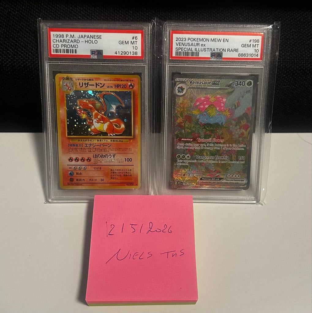 Psa 10 slabs- Charizard CD promo + venusuar 151 PSA 10, Ophalen, Zo goed als nieuw