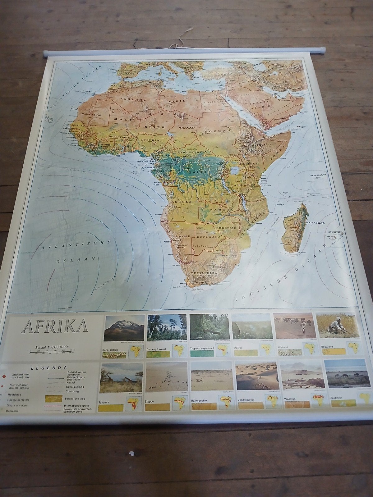 Vintage Landkaart Afrika, Antiek en Kunst, Antiek | Schoolplaten, Ophalen of Verzenden, Aardrijkskunde
