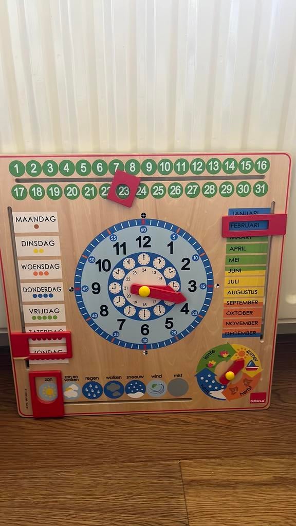 Goula educatieve klok, Kinderen en Baby's, Speelgoed | Houten speelgoed, Ophalen, Zo goed als nieuw