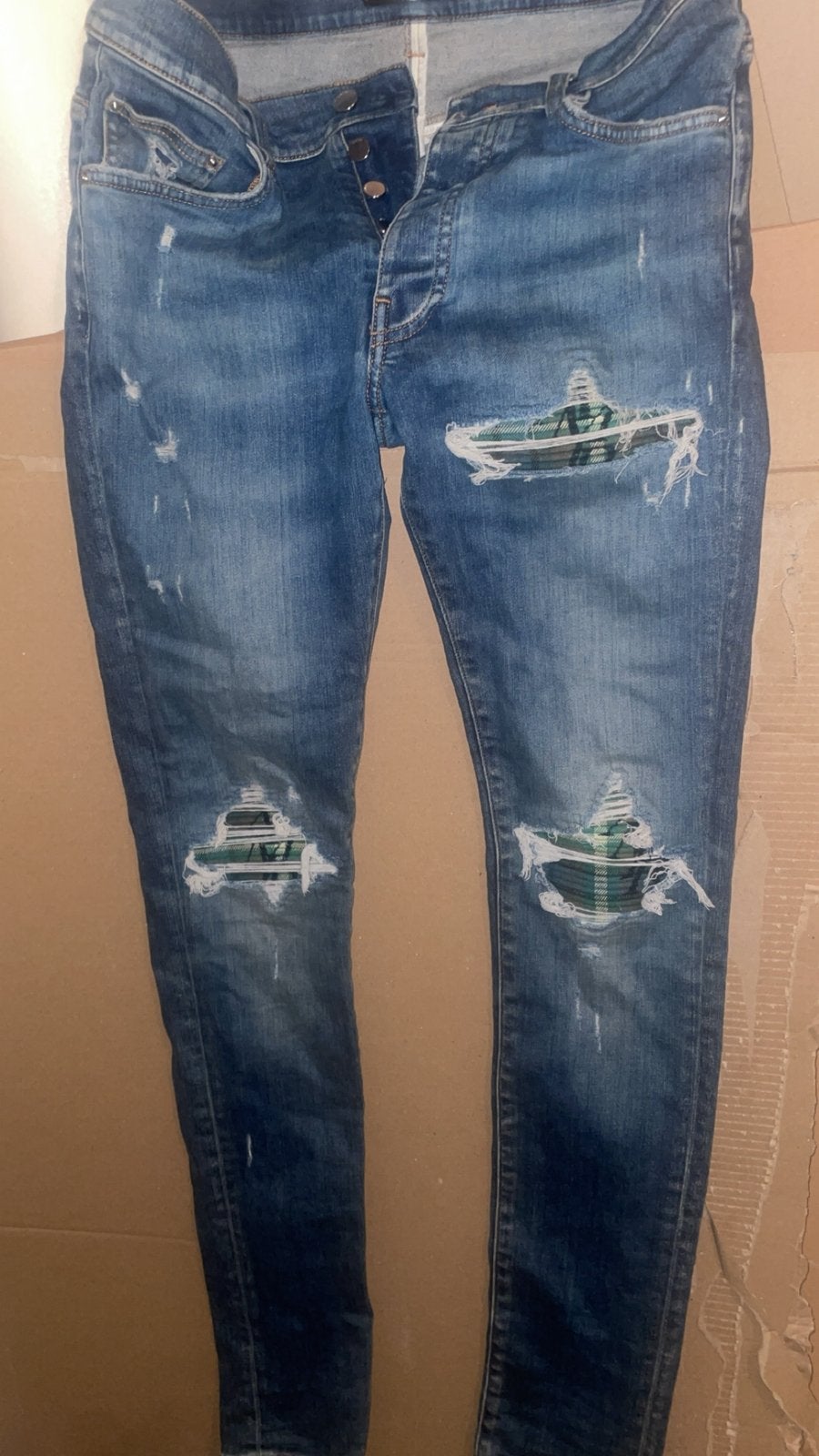 Amiri broek 1 x gedragen origineel geen bon, Ophalen of Verzenden, Zo goed als nieuw, Blauw, W32 (confectie 46) of kleiner
