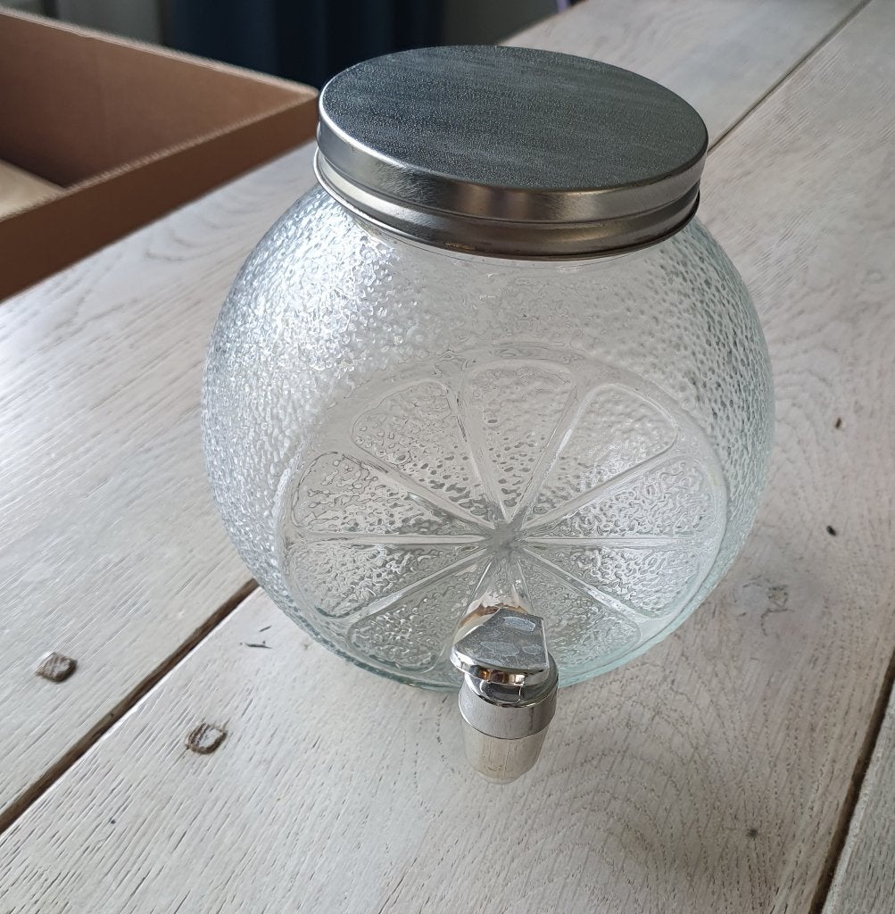 glazen drankdispenser, Zilver, Ophalen of Verzenden, Overige merken, Glas