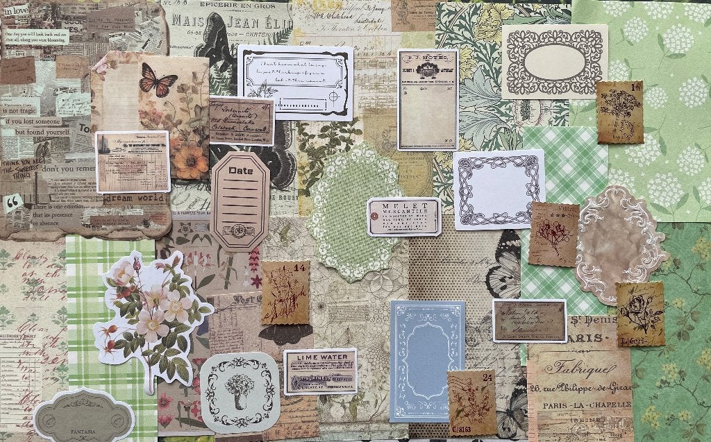 Scrapbooking natuur natuurlijke kleuren groen met stickers, Verzenden, Nieuw, Papier of Karton