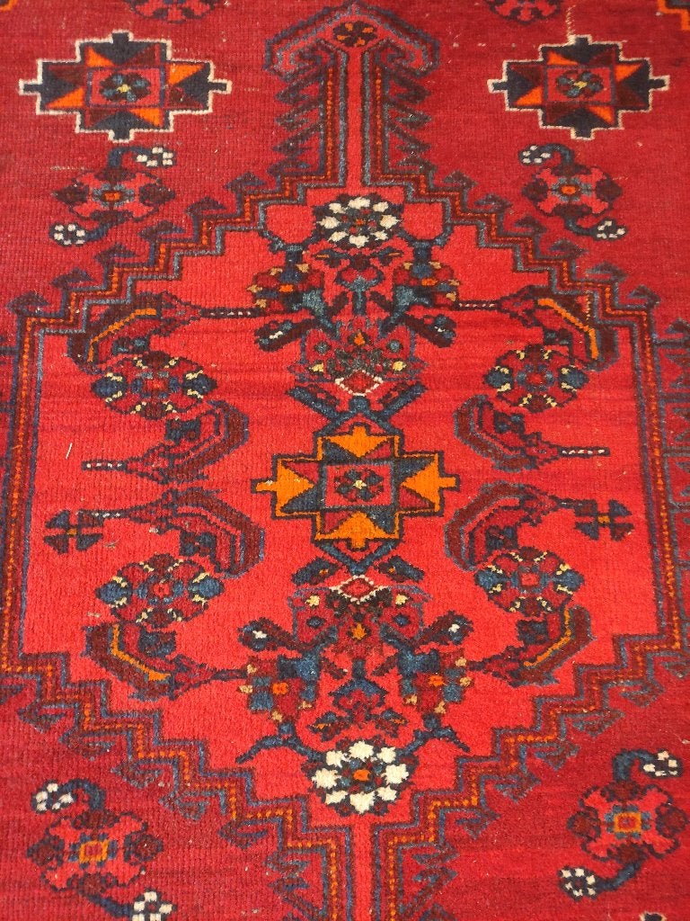 Fantastisch vintage handgeknoopt Perzisch tapijt kelim kleed, Gebruikt, 100 tot 150 cm, 200 cm of meer, Geel