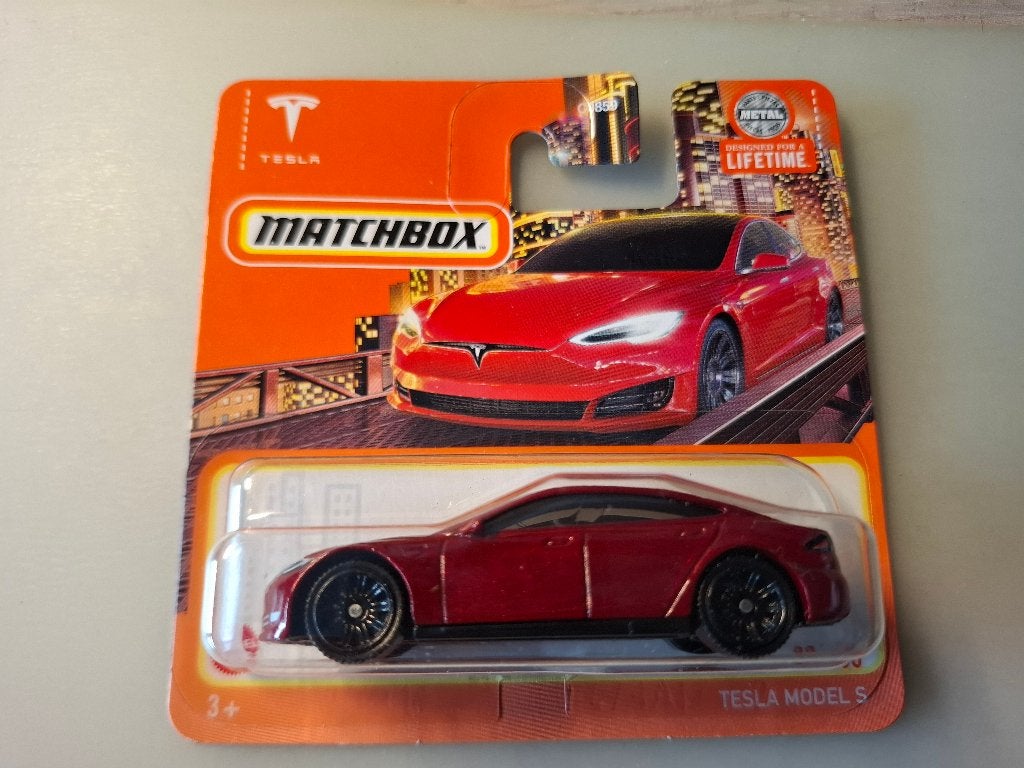 Matchbox 89 - Tesla Model S [rood] 1/60 MIB, Ophalen of Verzenden, Nieuw, Auto