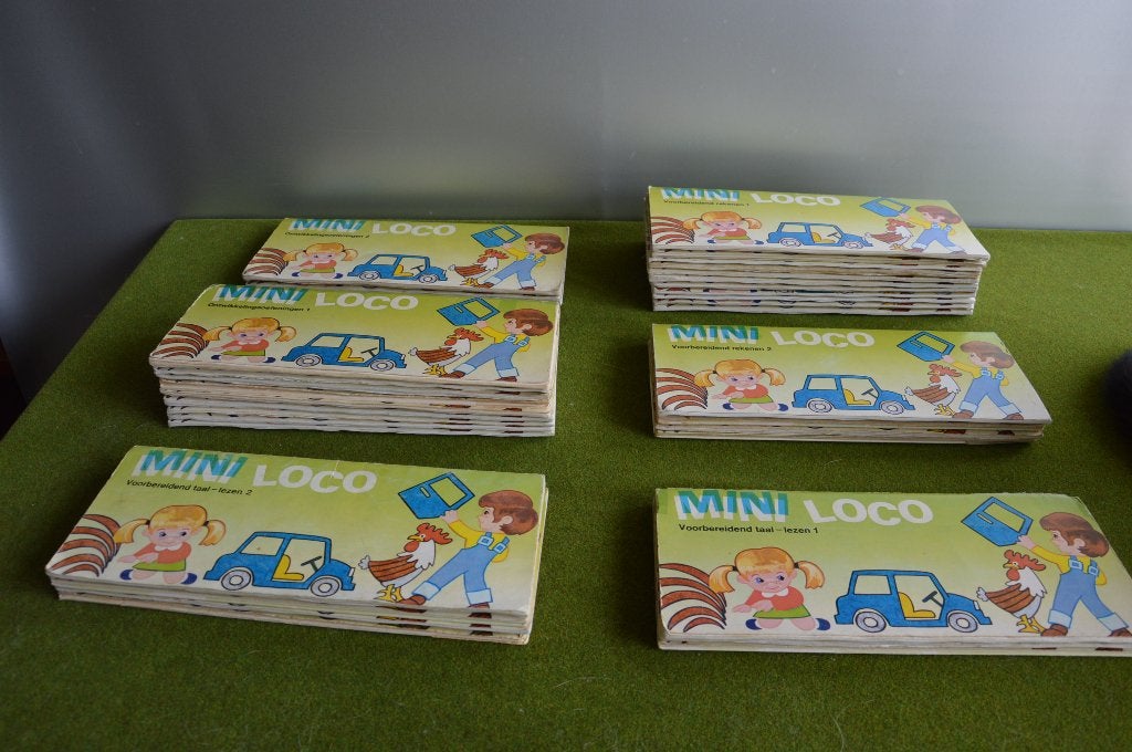 73 Vintage mini loco boekjes met de losse kaarten: Rekenen, Ophalen of Verzenden, Gebruikt, Taal en Lezen