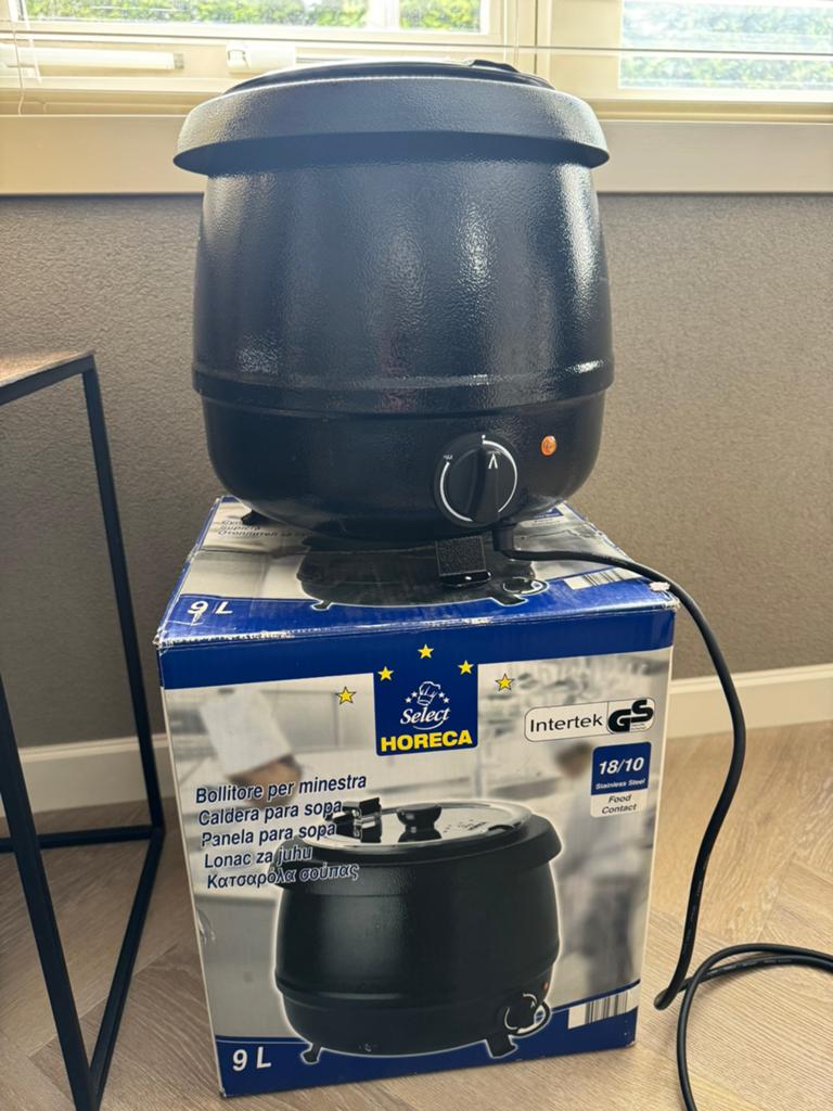 Soeppan 9 liter Select Horeca electrisch, Ophalen of Verzenden, Zo goed als nieuw, Rvs, Kookpan of Snelkookpan