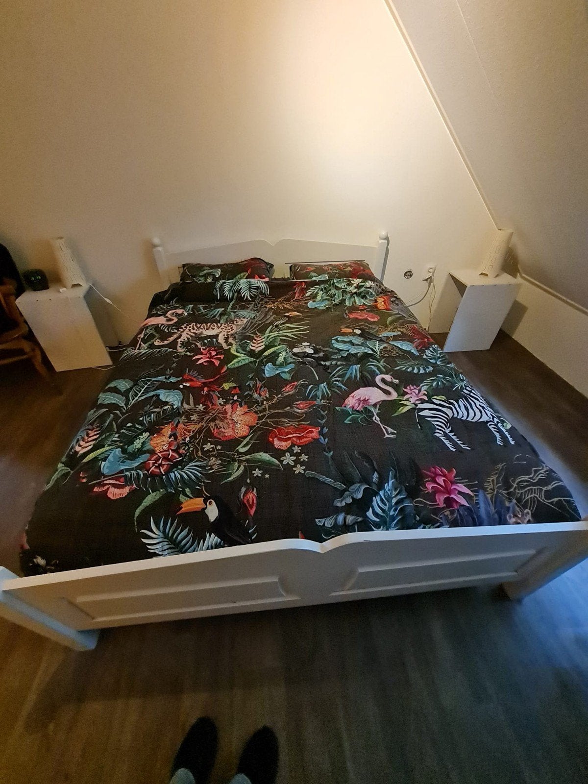 ledikant met 2 lattenbodems 160 breed, Ophalen, Gebruikt, Wit, Tweepersoons