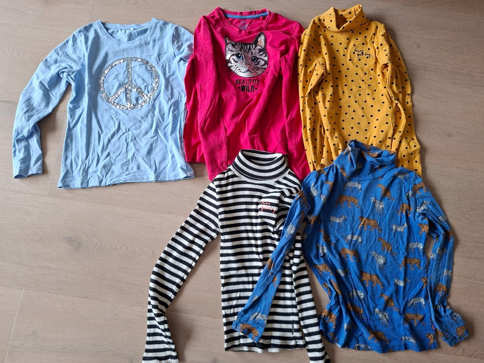 6x longsleeves, 2x vesten, 2x broek maat 134/140 We Fashion, Ophalen, Gebruikt, Meisje, Trui of Vest