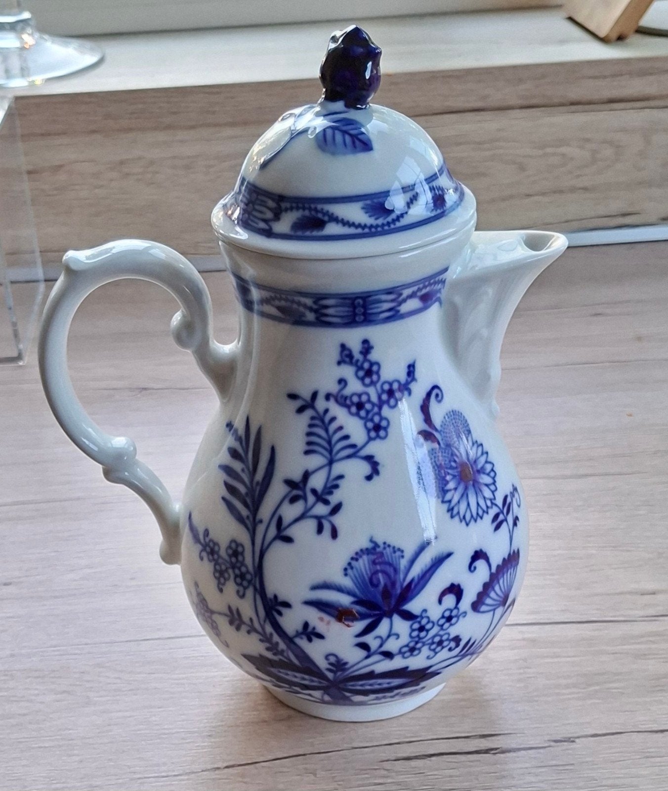Antieke Bavaria Germany koffiekan met Blau Zwiebelmuster, Ophalen of Verzenden