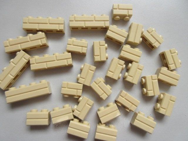 nr. 0518, Beige steentjes met steenmotief, masonry bricks, Kinderen en Baby's, Ophalen of Verzenden, Zo goed als nieuw, Losse stenen